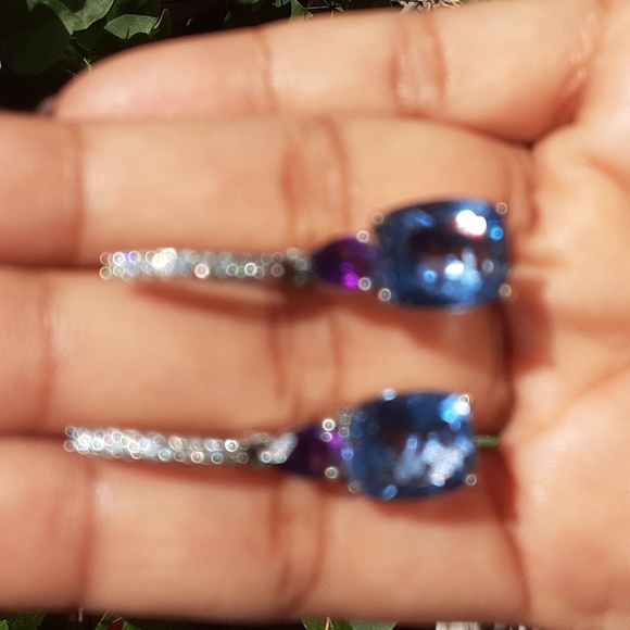 925 Genuine Color Change Fluorite, Untreated White Zircons and African Amethyst - Picture 3 of 3